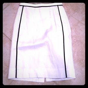 J Crew black and white linen pencil skirt 0